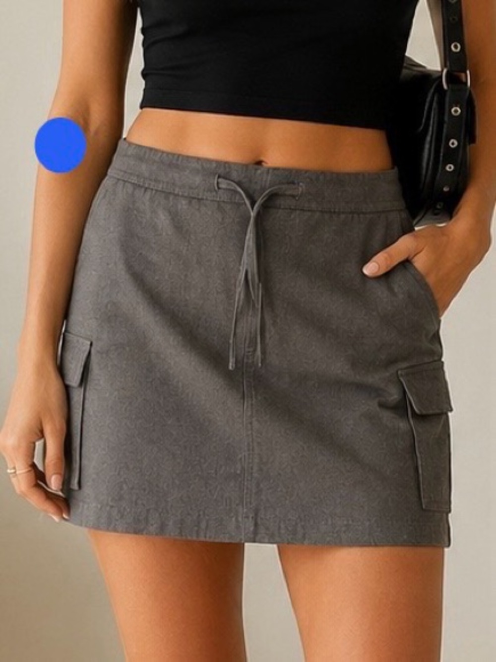 No Excuses Collection Gray Cargo Skirt Women’s 13/14 Drawstring Utility Casual